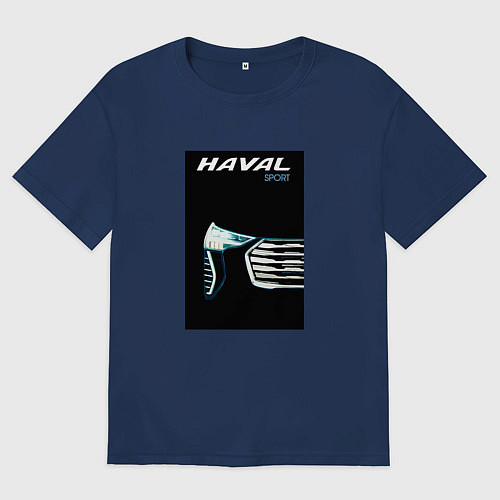 Женская футболка оверсайз Haval sport фара и бампер / Тёмно-синий – фото 1