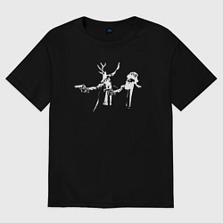 Футболка оверсайз женская Новогоднее чтиво, цвет: черный