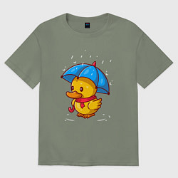 Футболка оверсайз женская Утёнок под зонтом, цвет: авокадо
