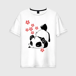 Женская футболка оверсайз Цветочная панда
