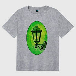 Футболка оверсайз женская Зелёный уличный фонарь, цвет: меланж