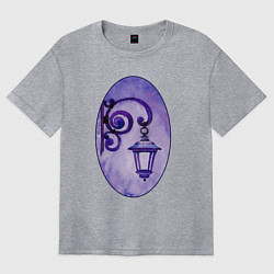 Футболка оверсайз женская Фиолетовый уличный фонарь, цвет: меланж