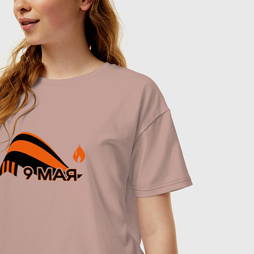 Женская футболка оверсайз День Победы - Георгиевская лента / Пыльно-розовый – фото 3