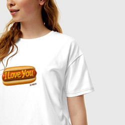 Футболка оверсайз женская I love you hot dog, цвет: белый — фото 2