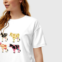 Футболка оверсайз женская Милые коровы поп-арт, цвет: белый — фото 2