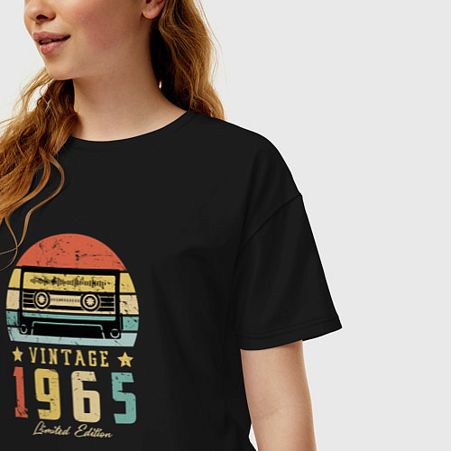 Женская футболка оверсайз Винтаж 1965 / Черный – фото 3