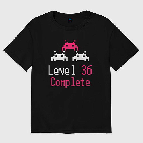 Женская футболка оверсайз Уровень 36 пройден / Черный – фото 1