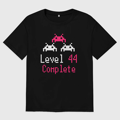 Женская футболка оверсайз Уровень 44 пройден / Черный – фото 1
