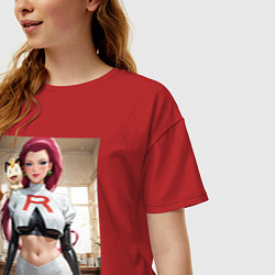 Футболка оверсайз женская Джесси и Мяут, цвет: красный — фото 2