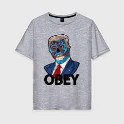 Футболка оверсайз женская Trump obey, цвет: меланж
