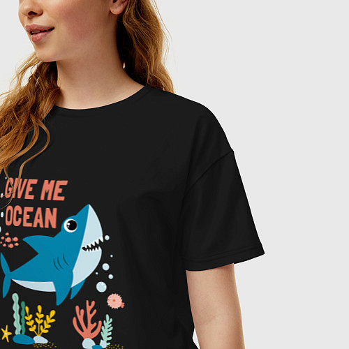 Женская футболка оверсайз Дай мне океан / Черный – фото 3