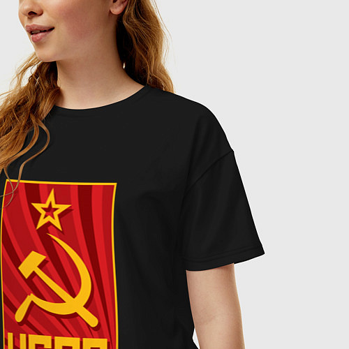 Женская футболка оверсайз USSR style / Черный – фото 3