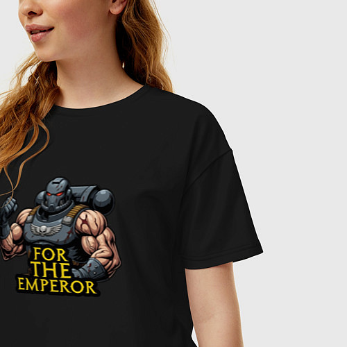 Женская футболка оверсайз За императора Warhammer 40k / Черный – фото 3