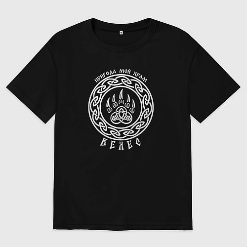 Женская футболка оверсайз Природа мой храм - печать Велеса / Черный – фото 1