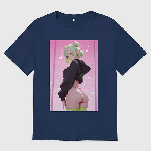 Женская футболка оверсайз ElfOlive / Тёмно-синий – фото 1