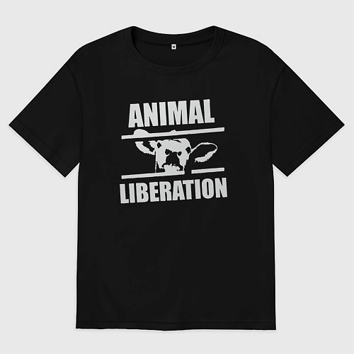 Женская футболка оверсайз Освобождение зверей / Черный – фото 1