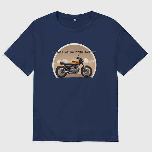 Женская футболка оверсайз Мото-Жизнь / Тёмно-синий – фото 1