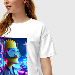 Футболка оверсайз женская Cyber Bart - ai art neon, цвет: белый — фото 2