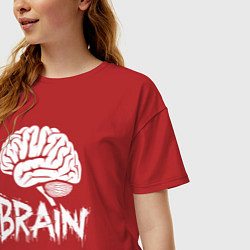 Футболка оверсайз женская Brain, цвет: красный — фото 2