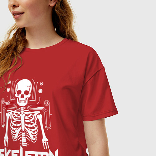 Женская футболка оверсайз Скелет в схемах / Красный – фото 3