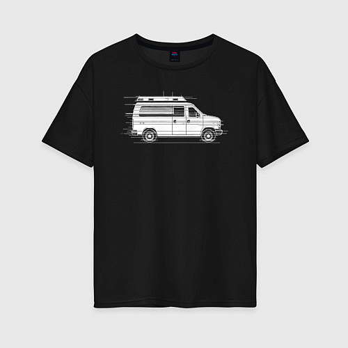 Женская футболка оверсайз Машина скорой помощи в движении / Черный – фото 1