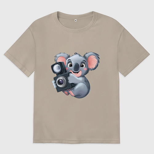 Женская футболка оверсайз Коала фотограф / Миндальный – фото 1