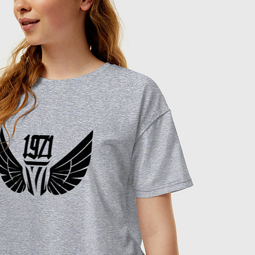 Женская футболка оверсайз 1971 с крыльями / Меланж – фото 3