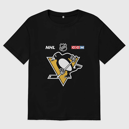 Женская футболка оверсайз Питтсбург Пингвинз - НХЛ команда / Черный – фото 1