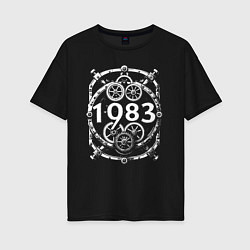 Футболка оверсайз женская Механический год 1983, цвет: черный