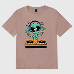 Футболка оверсайз женская Диджей инопланетянин, цвет: пыльно-розовый