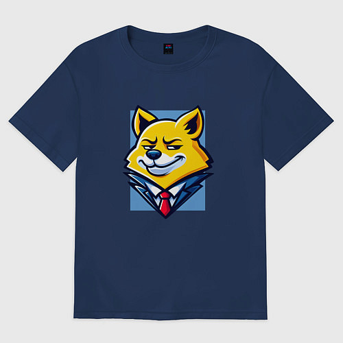 Женская футболка оверсайз Ехидный лис / Тёмно-синий – фото 1