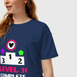 Футболка оверсайз женская 31 уровень пройден, цвет: тёмно-синий — фото 2