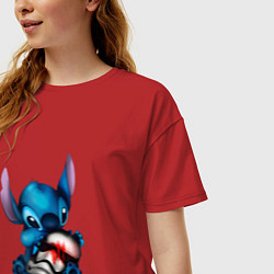 Футболка оверсайз женская Стич вырос, цвет: красный — фото 2