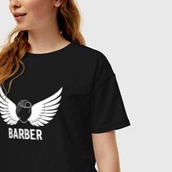 Футболка оверсайз женская Крылатый барбер, цвет: черный — фото 2