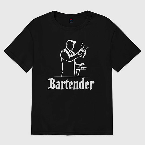 Женская футболка оверсайз Бармен готовит коктейль / Черный – фото 1