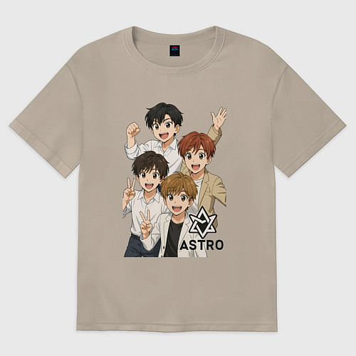 Женская футболка оверсайз Astro аниме стиль / Миндальный – фото 1