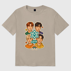 Футболка оверсайз женская Astro в виде стикеров, цвет: миндальный