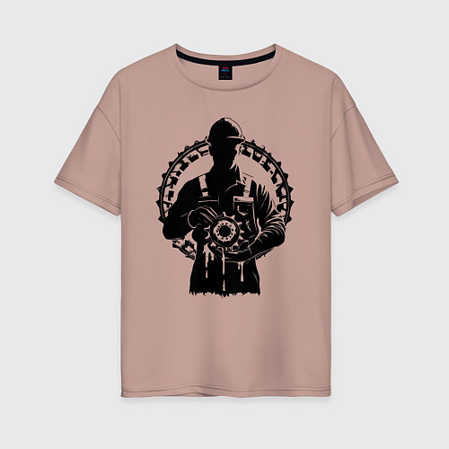 Женская футболка оверсайз Шестерня нефтяника / Пыльно-розовый – фото 1