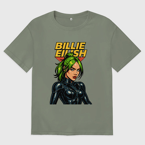 Женская футболка оверсайз Билли Айлиш в стиле комикса / Авокадо – фото 1