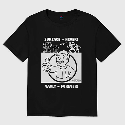 Женская футболка оверсайз Поверхность никогда - убежище навсегда / Черный – фото 1