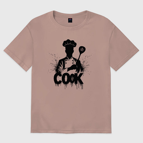 Женская футболка оверсайз Шеф-повар с лопаткой / Пыльно-розовый – фото 1