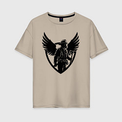 Футболка оверсайз женская Огненный страж с крыльями, цвет: миндальный