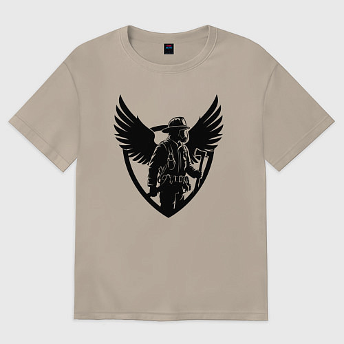 Женская футболка оверсайз Огненный страж с крыльями / Миндальный – фото 1