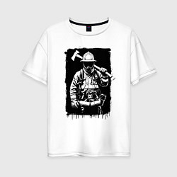 Футболка оверсайз женская Пожарный с топором, цвет: белый