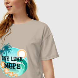 Футболка оверсайз женская One love море, цвет: миндальный — фото 2