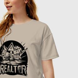 Футболка оверсайз женская Риелтор дом, цвет: миндальный — фото 2