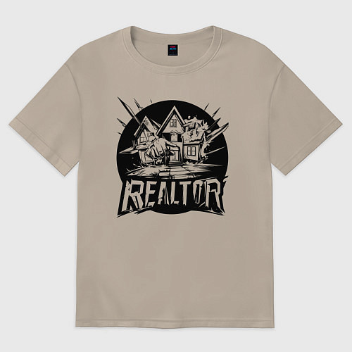 Женская футболка оверсайз Риелтор дом / Миндальный – фото 1