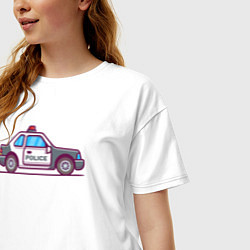 Футболка оверсайз женская Police car, цвет: белый — фото 2