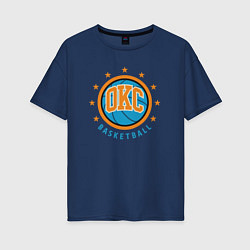Футболка оверсайз женская OKC basketball, цвет: тёмно-синий