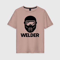 Футболка оверсайз женская Маска сварщика, цвет: пыльно-розовый
